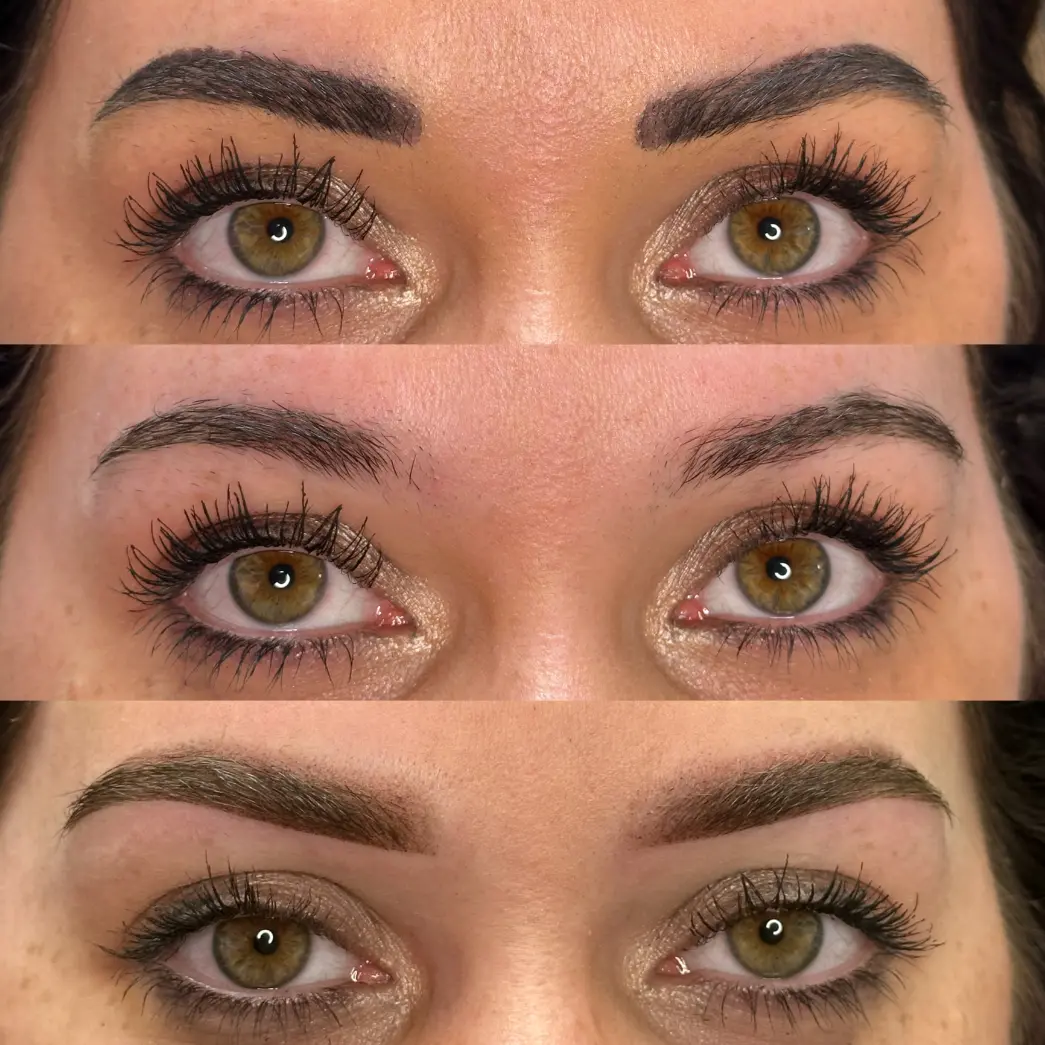 Resultaat van PMU Powderbrows met volle wenkbrauwen bij Dermaé in Landgraaf.